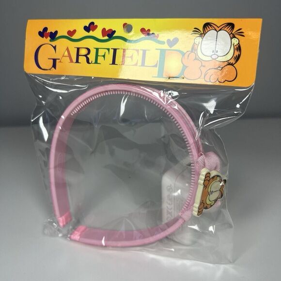 New GARFIELD Vintage Pink Gingham Headband JIM DAVIS Cat - Picture 1 of 5